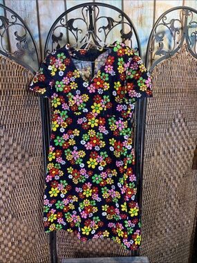 Vintage Handmade Corduroy Floral Dress Size S